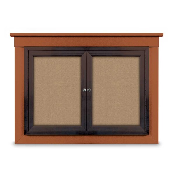 24"x36" 1-Door Enclosed Letterboard, Header, Black Vinyl/Cherry